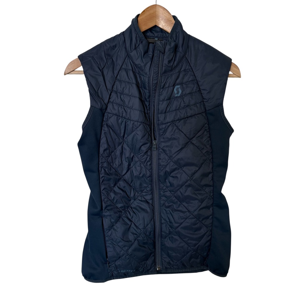 Scott‎ Quilted Hybrid Vest Women XS Navy Blue Excellent Full Zip Activewear